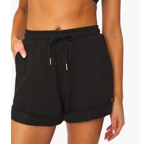 WeWoreWhat • Black pull on rolled sweat shorts - Picture 1 of 8